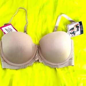 BRA MAIDENFORM 34D Push-up se11102 Convertible strapless tan underwire 3432 GC